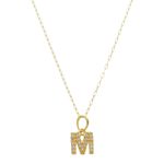 Pingente de Ouro 18k Letra M Com Zircônias