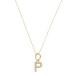 Pingente de Ouro 18k Letra P Com Zircônias