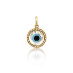 Pingente De Ouro 18k Olho Grego De 10mm Com Zircônias