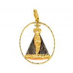 Pingente De Ouro 18k Nossa Senhora Da Aparecida Com 16mm