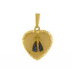 Pingente De Ouro 18k Coração Com Nossa Senhora Da Aparecida De 20mm