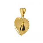Pingente De Ouro 18k Coração Com Nossa Senhora Da Aparecida De 20mm