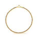 Pulseira De Ouro 18k Corda Tricolor De 2,1mm Com 19cm