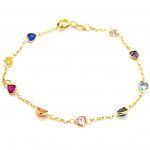 Pulseira De Ouro 18k Love Arco - Iris De 0,7mm com 19 cm
