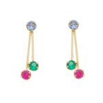 Brinco De Ouro 18k Zircônias Coloridas