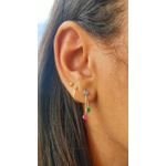 Brinco De Ouro 18k Zircônias Coloridas