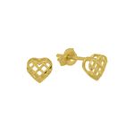 Brinco De Ouro 18k Coração Xadrez