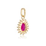 Pingente De Ouro 18k Mademoiselle Vermelho Com Zircônias 