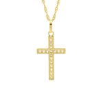 Pingente De Ouro 18k Cruz Com Zircônias 1,7cm