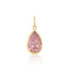 Pingente Ponto De Luz De Ouro 18k Gota Rosa De 7mm