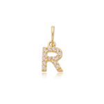 Pingente de Ouro 18k Letra R Com Zircônias