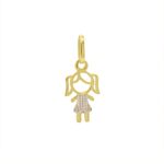 Pingente De Ouro 18k Menina Dois Ouros