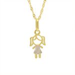 Pingente De Ouro 18k Menina Dois Ouros