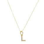 Pingente de Ouro 18k Letra L Com Zircônias