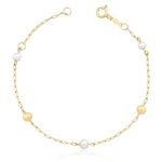 Pulseira Infantil De Ouro 18k Cartie Bolinha e Pérolas 3,0mm