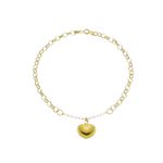 Pulseira De Ouro 18k Elo português Coração De 2mm Com 18cm