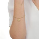 Pulseira De Ouro 18k Elo português Coração De 2mm Com 18cm