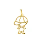 Pingente De Ouro 18k Menino Com Boné De 16mm
