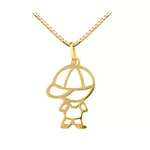 Pingente De Ouro 18k Menino Com Boné De 16mm