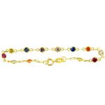 Pulseira De Ouro 18k Com Zircônias Coloridas De 3,0mm Com 18cm