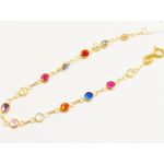 Pulseira De Ouro 18k Com Zircônias Coloridas De 3,0mm Com 18cm