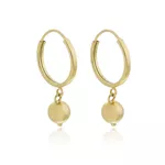 Brinco De Ouro 18k Argola Com Pingente Bola