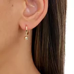 Brinco De Ouro 18k Argola Com Pingente Bola