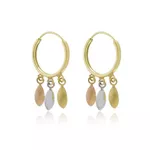 Brinco De Ouro 18k Argola Com Pingente Concha Tricolor