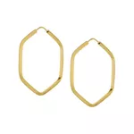 Brinco De Ouro 18k Argola Hexágono Longa 24mm