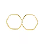 Brinco De Ouro 18k Argola Hexágono Longa 24mm