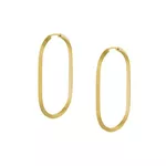 Brinco De Ouro 18k Argola Ovalada Slim G