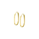 Brinco De Ouro 18k Argola Ovalada Slim P