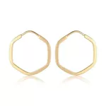 Brinco De Ouro 18k Argola Plus Hexágono P