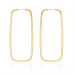 Brinco De Ouro 18k Argola Retangular Com 30mm