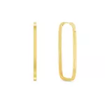 Brinco De Ouro 18k Argola Retangular Longa