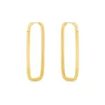 Brinco De Ouro 18k Argola Retangular Longa