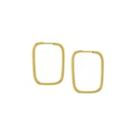 Brinco De Ouro 18k Argola Retangular Slim P
