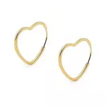 Brinco De Ouro 18k Argola Slim Coração G