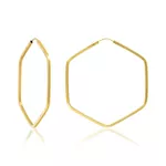 Brinco De Ouro 18k Argola Slim Hexágono PP