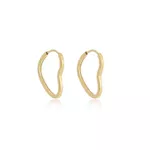 Brinco De Ouro 18k Argola Wide Coração M