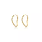 Brinco De Ouro 18k Argola Wide Coração P