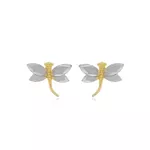 Brinco De Ouro 18k Bicolor Libélula