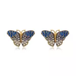 Brinco De Ouro 18k Borboleta Azul