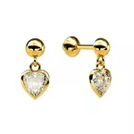 Brinco De Ouro 18k Com Pedra De Zircônia Coração 3mm