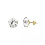 Brinco De Ouro 18k Com Pedra De Zircônia De 8mm