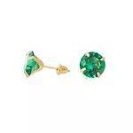 Brinco De Ouro 18k Com Pedra De Zircônia Esmeralda De 8mm
