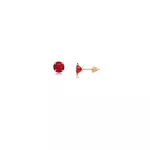Brinco De Ouro 18k Com Pedra De Zircônia Rubi De 5mm
