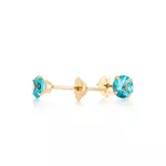 Brinco De Ouro 18k Com Pedra De Zircônia Turmalina Paraíba De 5mm