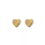 Brinco De Ouro 18k Coração Diamantado Tricolor De 8,0mm 