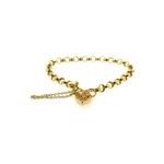 Pulseira De Ouro 18k Elo Português Com Fecho De Coração De 5mm Com 20cm